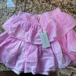 Love Shack Fancy Ruffle Mini Skirt Peony Pink